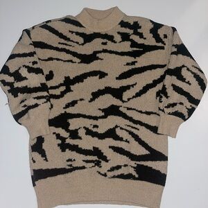 Beige and Black Crewneck Sweater